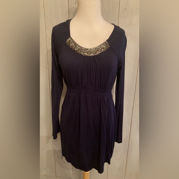 A PEA IN THE POD Womens Long Sleeve Navy‎ Sequin Maternity Modal Dress S-M - Picture 1 of 7